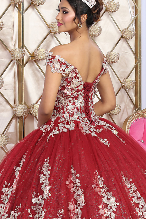 Off Shoulder Embroidery/Sequin Quinceanera Ball Gown
